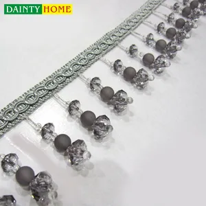 New Design Beaded Fringe For Curtain Decoration Crystal Beaded Fringe Royal Curtain Design