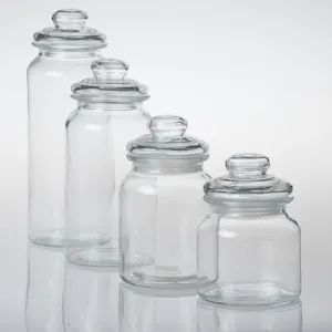 Home use glass kitchen canisters clear glass food storage jar and bottles candy jar with air tight silicon glass lid