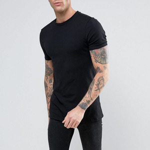 T-Shirt Slim Fit Lunga da <span class=keywords><strong>Uomo</strong></span> in Nero, 160 180 200 GSM, Vendita all'Ingrosso dalla Cina - Product Image 3
