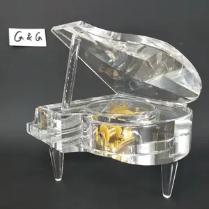 迷你钢琴形状音乐盒水晶音乐盒为生日
