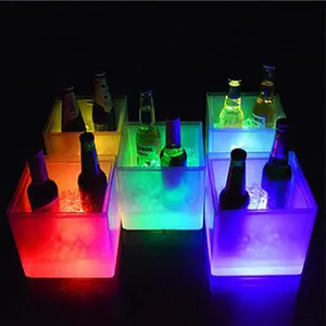 Led Buckets Night Club Waterproof Color Changing Lighting Clear Champagne Custom Logo Ice Led Bucket