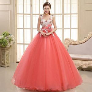 Abito da <span class=keywords><strong>sposa</strong></span> a balze da principessa, decorato con fiori <span class=keywords><strong>rosa</strong></span>, novità 2018 - Product Image 1
