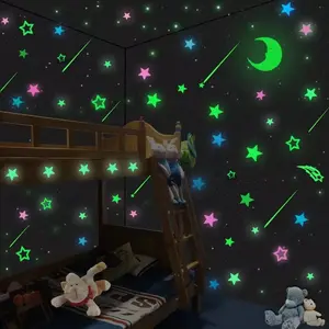 מותאם אישית pvc קיר מדבקות חדר ילדים קישוט זוהר בלילה כוכבים מדבקה
