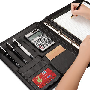 Custom Logo A4 Leather Executive <strong>File</strong> Folder Hard Cover <strong>Expanding</strong> Clipboard with Built-in Calculator for Filing Products - Product Image 2