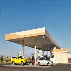 Construcción de una estructura de acero, estación de gas, canopies, coste