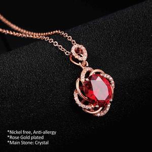 <span class=keywords><strong>Collana</strong></span> semplice <span class=keywords><strong>con</strong></span> pendente in cristallo rosso color oro <span class=keywords><strong>rosa</strong></span> per gioielli da donna per feste di fidanzamento, regalo di Natale N615 - Product Image 4