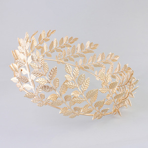 Diseño completo de hoja redonda Tiara dorada Corona Diademas Couronne Mariage Coronitas Coroas De Misses - Product Image 5