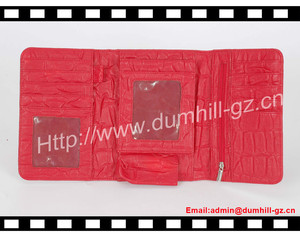 Magsafe rosso in pelle di coccodrillo del raccoglitore per <span class=keywords><strong>le</strong></span> donne classico di disegno del bicchierino di formato tre volte portafoglio - Product Image 4