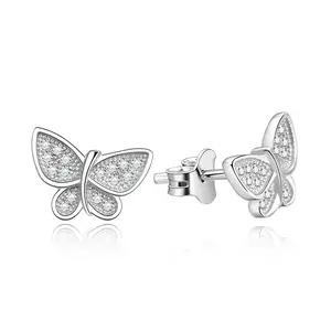 POLIVA Decorate Fine Jewelry Diamond Butterfly Wing Stud Earrings 92.5 Sterling Silver Pave Cubic Zirconia für Women Stamped 925