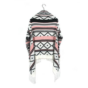 Wholesale Hot Sell <strong>Ladies</strong> Hand Knitted Women Long Sleeve Winter Cardigan <strong>Poncho</strong> with Tassels - Product Image 2