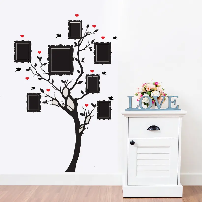 Neue design große familie baum vinyl wandtattoo Schälen und stick vinyl wandkunst DIY fotogalerie rahmen decor aufkleber