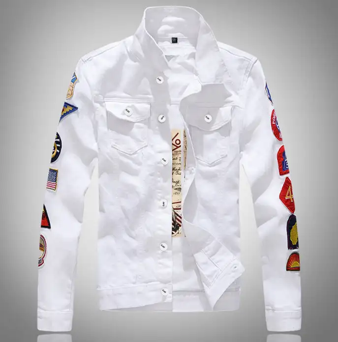 Casaco jeans branco bomber masculino, moda outono UP-0582J