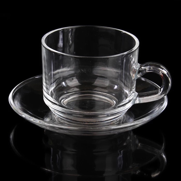 Coffee Cup Glass Teacup, Clear and Lightweight Glass Tea and Coffee Cup with Saucer