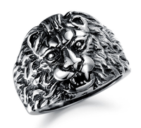 En gros en acier inoxydable tête de lion hommes bague