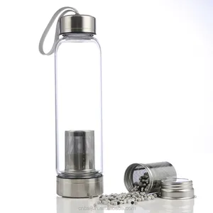500毫升玻璃氢水发生器碱性水过滤瓶OEM，碱性水离子发生器瓶带球