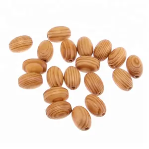 China Manufacturer Natural Unfinished Pine Wood Beads Geometric Oval Wood Beads