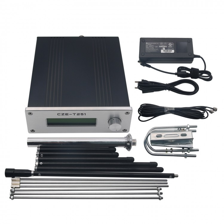 CZE-T251 0-25W 87-108MHz Stereo wireless Broadcast Station 12v FM Transmitter with Power Supply&Antenna