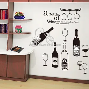 Pegatinas decorativas para pared de vino y botella para niños, decoración para cocina/habitación