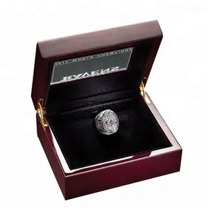 luxury wooden championship ring box with led light and Acrylic window