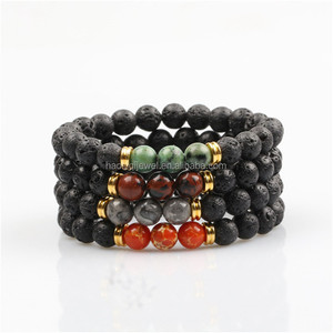 Mode bijoux or, or rose, <span class=keywords><strong>dos</strong></span>, argent haltère logo personnalisé de mode agate perlé bracelet - Product Image 4