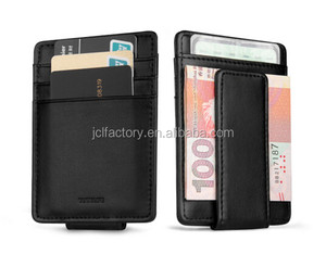 Popolare <span class=keywords><strong>Portafoglio</strong></span> con Clip per Banconote in Vera Pelle per <span class=keywords><strong>Uomo</strong></span> con Blocco RFID 11,2x7,9cm Classico Marrone/Colore Personalizzato Logo Personalizzato - Product Image 1