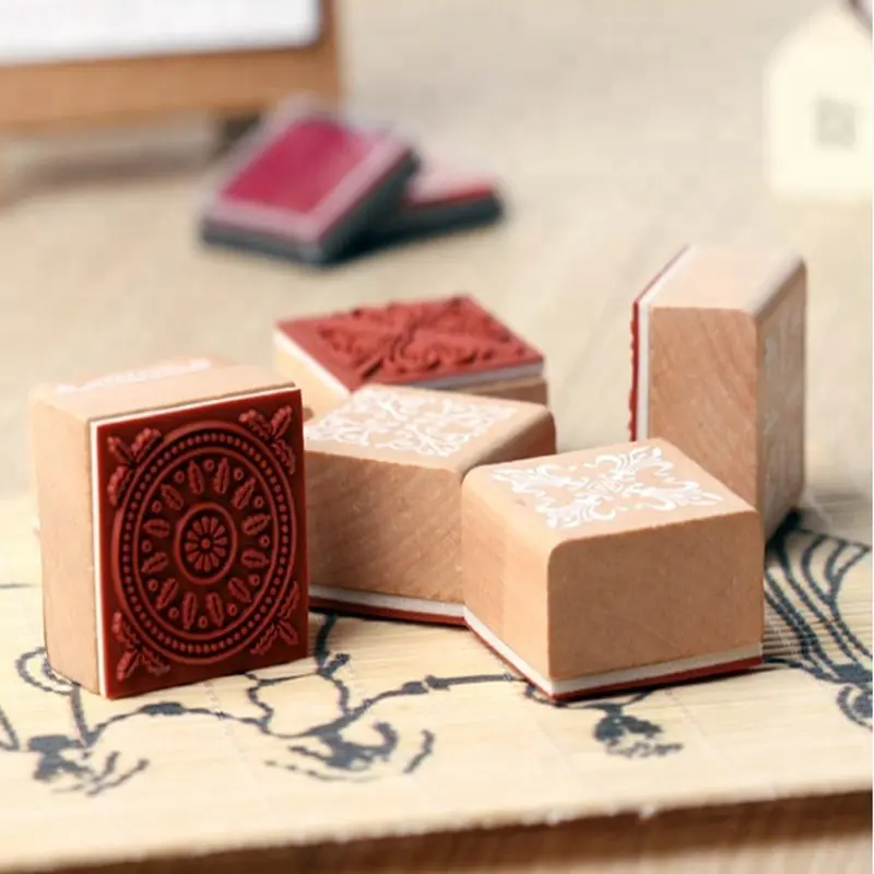 Vintage Muster Holz Gummi Stempel