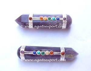 Wholesale 7 Chakra Healing <b>Wand</b> Made of Amethyst Semi-Precious Stone Craft - Product Image 1