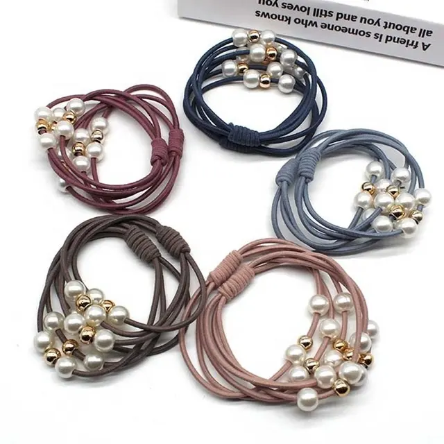 Haar Accessoires Parel Elastische Elastiekjes Ring Hoofddeksels Meisje Elastische Haarband Paardenstaart Houder Scrunchy Touw Haar Sieraden