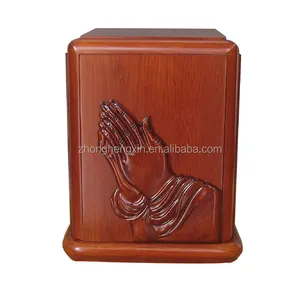 Eco-friendly Feature And Cremains Wooden Urn With Pray Hands For Ashes