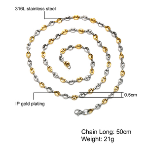 Catena in <span class=keywords><strong>Oro</strong></span> <span class=keywords><strong>24K</strong></span>, Bracciali in Acciaio Inossidabile 316 con Catene Semplici per Donne - Product Image 5