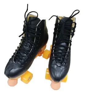 leather 4 Wheel Speed Roller Skates Shoes for men