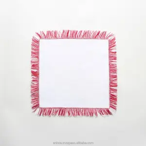 Rouge à franges serviettes de table en lin - Product Image 1