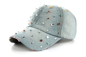 Blingbling bông thể thao Rhinestone dù để che nắng đồng bằng denim nhà thiết kế đơn giản Mũ bóng chày và mũ cho phụ nữ - Product Image 3