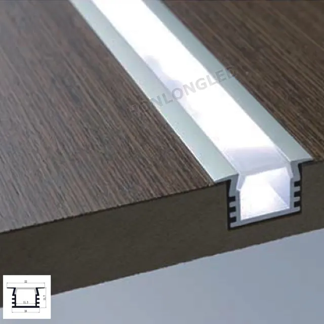 Profilé en aluminium pour bande LED, 2 pièces, avec couvercle PC, Clips de montage