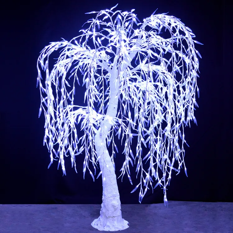 Outdoor white led willow tree light
