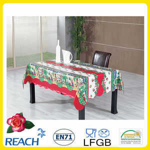 Navidad <span class=keywords><strong>de</strong></span> vinilo <span class=keywords><strong>hule</strong></span> mantel para mesa redonda - Product Image 4