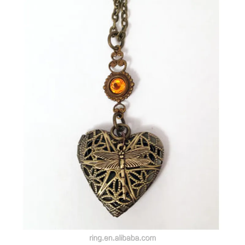 Ожерелье Outlander Dragonfly в виде янтарного кристалла кельтского сердца