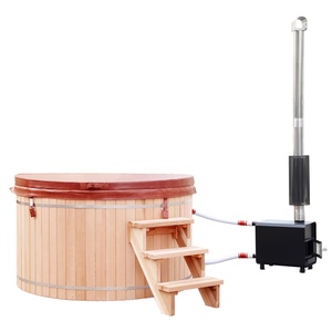 Alphasauna — baignoire chauffante ronde en bois, cèdre rouge, livraison gratuite - Product Image 1