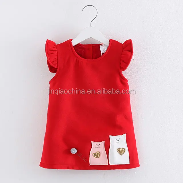 Formales Spitzengroßhandel Baby Mädchen Party-Kleid ärmelloses Kleid Kinder Strampelanzüge Wollmützen Designs Baby Mini OEM-Service Rot