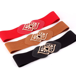Wholesale 6.0cm Width Crown Shape Two Pieces <strong>Kiss</strong> <strong>Buckle</strong> Women Ladies Dressy Spandex Elastic Waist Band <strong>Belts</strong>