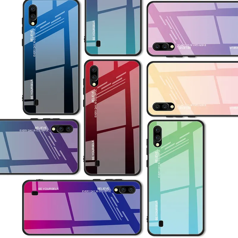 OEM ODM-funda de teléfono móvil para Samsung Galaxy A10, cubierta de cristal templado gradiente de TPU para Samsung A10, accesorios de teléfono 2019