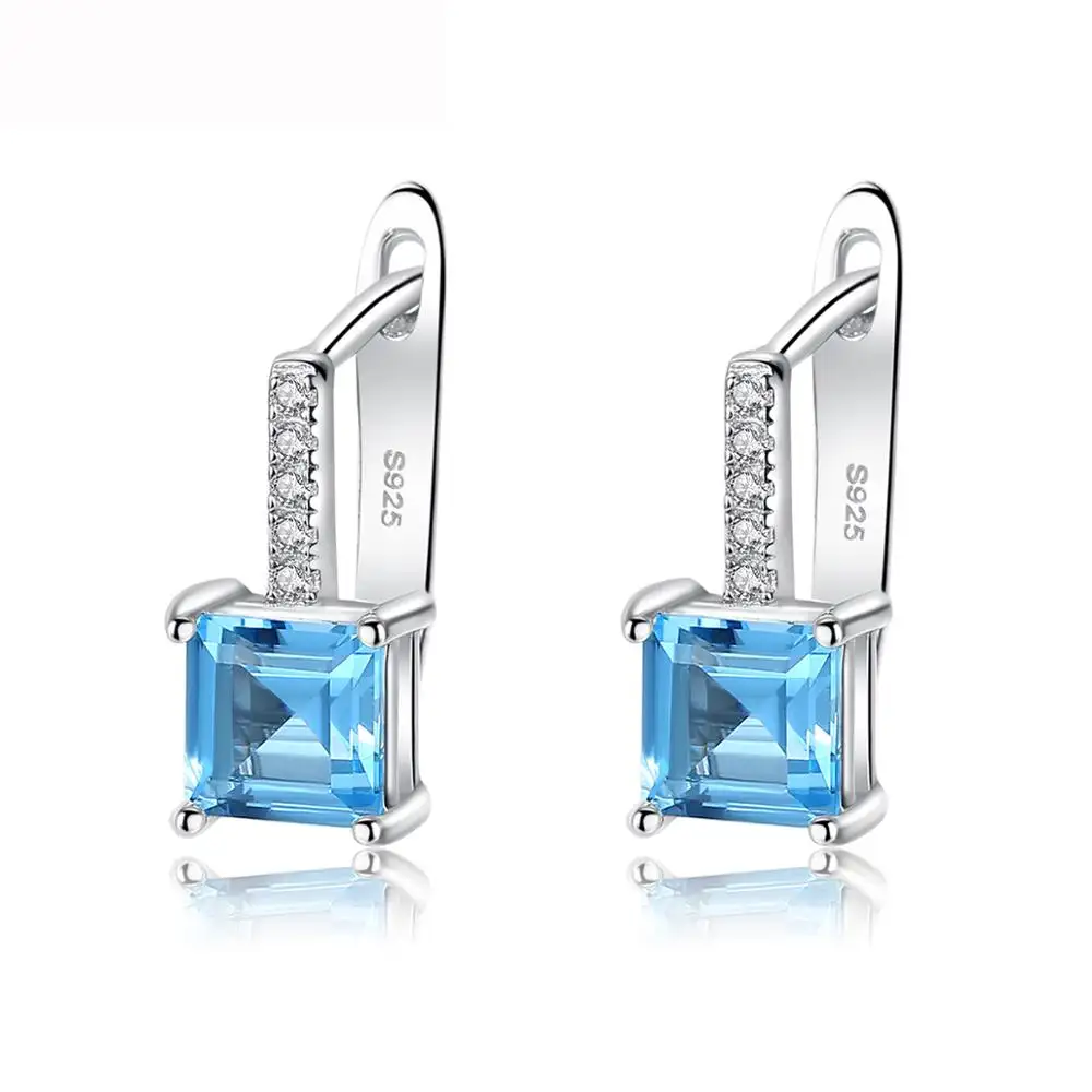 CZCITY Sky Blue Sterling Silver Topaz Stud Earrings Đối Với Phụ Nữ