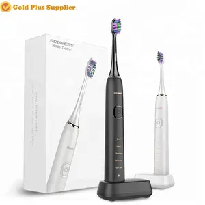 Ipx7 escova de dente elétrica sônica, à prova d' água, inteligente, recarregável, ultrassônica, de vibração automática