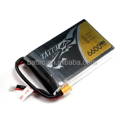 OEM Tattu 6600mAh 4S 14.8V Rechargeable Lithium Polymer Battery Pack for RC Models