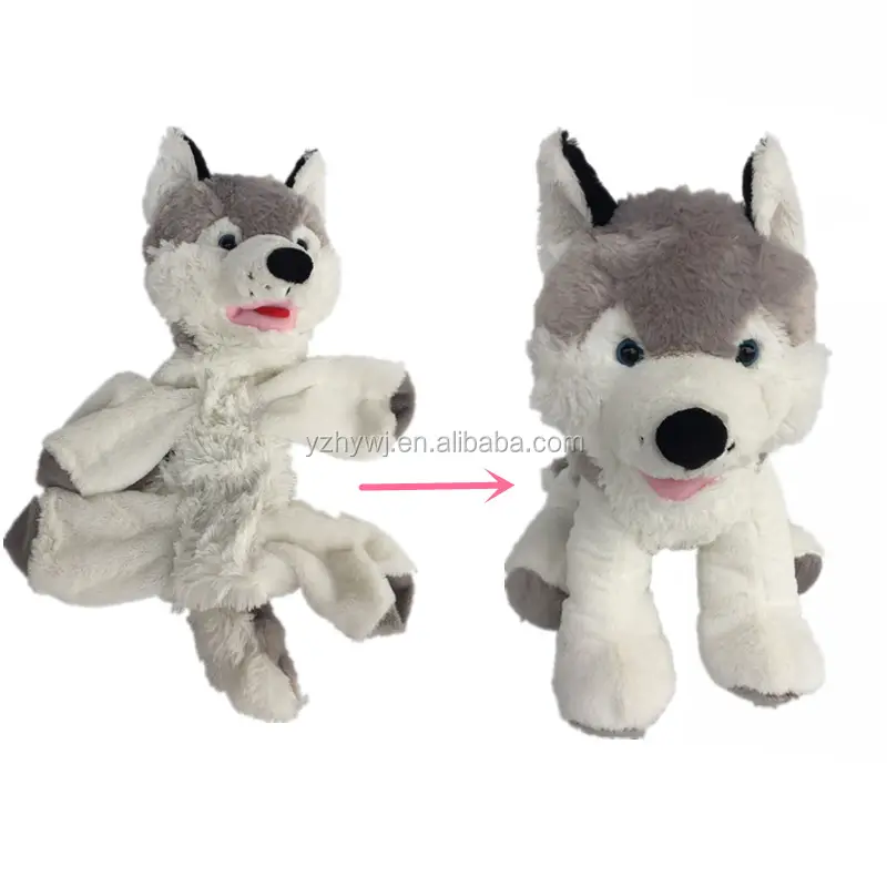 Wholesale Animal Soft Cute Doll Can Make Unstuffed Toy 25cm Grey Husky Plush Animal Soft Toy Skins Unstuffed Toys