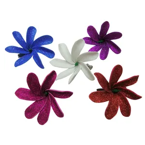하와이 tiare 타히티 거품 꽃 머리 핀 인공 반짝이 머리 꽃 헤어 클립