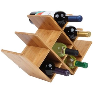 Elegante encimera moderna para el hogar, estante para vino, forma de mariposa, madera de bambú, 8 botellas, estante de almacenamiento para mesa - Product Image 1