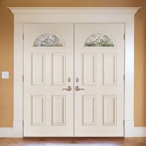 Exterior Fiberglass Double Entry French Doors With Glass