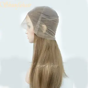 KUALITAS TERBAIK!!! 100% Wig Renda Penuh Rambut Perawan Manusia, Grosir Wig Renda Penuh, Topi Renda Penuh dengan Atasan Sutra