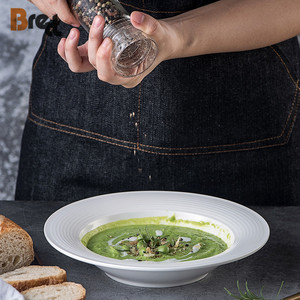 Brett Pure Porcelaine Blanche Simple <span class=keywords><strong>Assiette</strong></span> De Nourriture Occidentale <span class=keywords><strong>Assiette</strong></span> À Salade De Pâtes Vaisselle En Céramique Épaissie Hôtel 8.7 "11.5" - Product Image 2